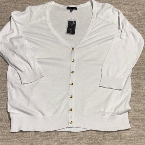 The Limited Sweaters - XL NWT White cardigan The Limited lightweight short gold buttons Women's